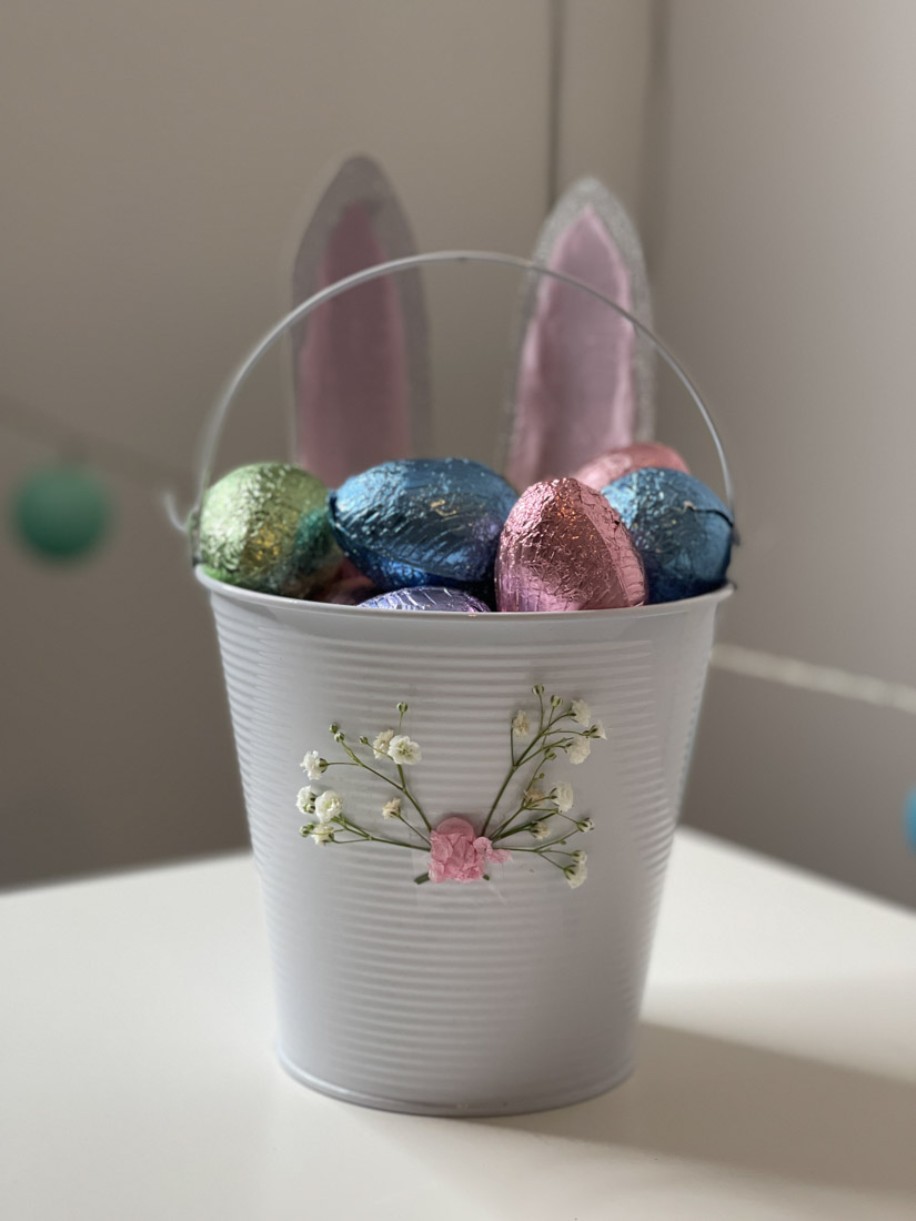 Easter Bunny Basket with eggs