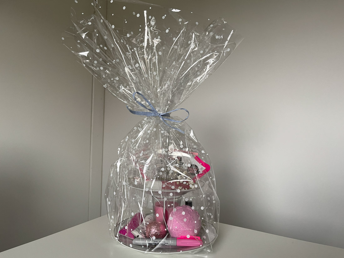 Easter Tiers Afternoon Tea Gift Basket with Cellophane